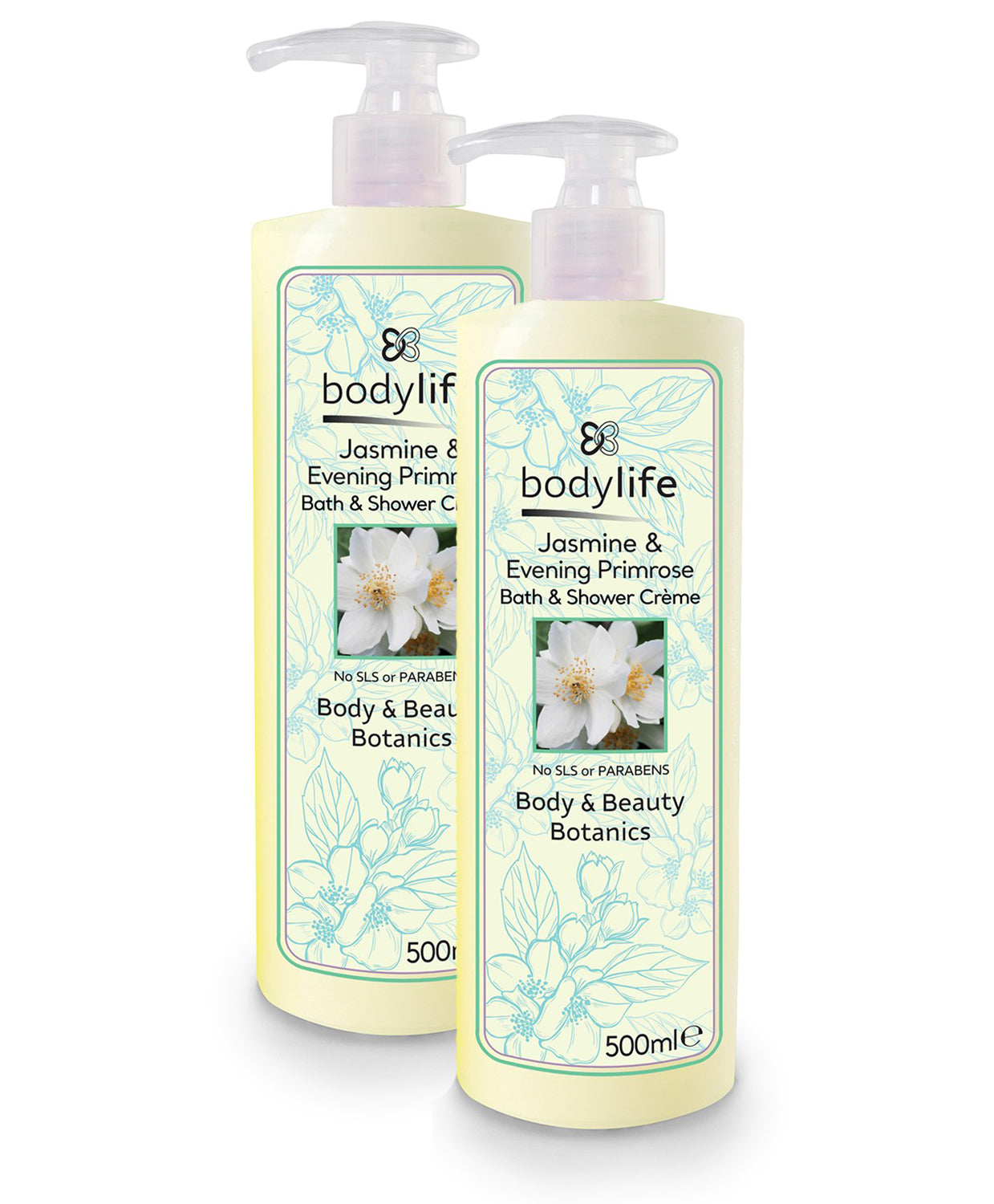 Bodylife Body Wash Shower Creme Jasmine & Evening Primrose 500ml Twin Pack