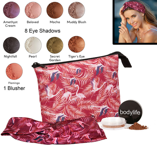 Bodylife Beauty Flamingo Sunset Eyeshadow Makeup Gift Set With Headband